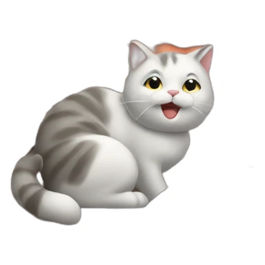 cat working fixing roof on the roof and talk with phone sticker