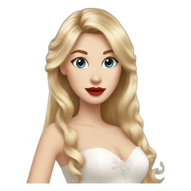 Woman blonde hair bangs blue eyes red lips, woman long brown hair both wedding dress and 13 cats sticker