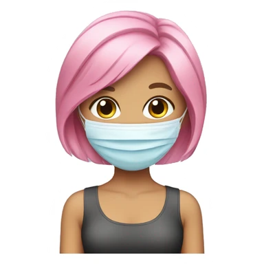 pink hair girl with a face mask sticker