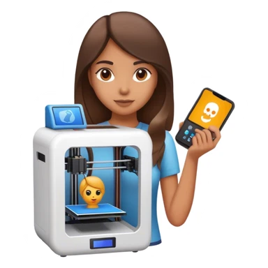 Girl holding 3D printer  sticker