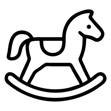 rocking horse, clean and simple icon style, minimal details, clear silhouette, suitable for app icon sticker