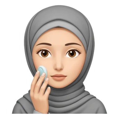 wanita berhijab abu-abu lagi skincare di muka sticker