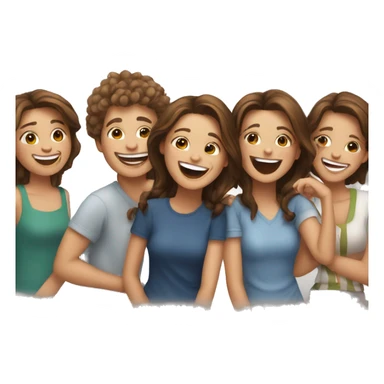 brown haired girl with a beautifull face laughing with friends sticker