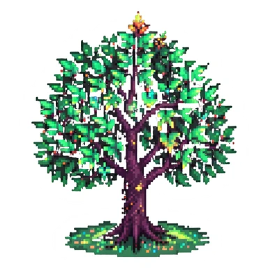 mystical tree with sparkling leaves and glowing magical aura sticker