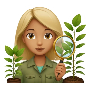 a girl with jungle and magnifying glass sticker