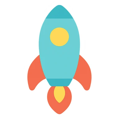 colorful rocket ship icon sticker