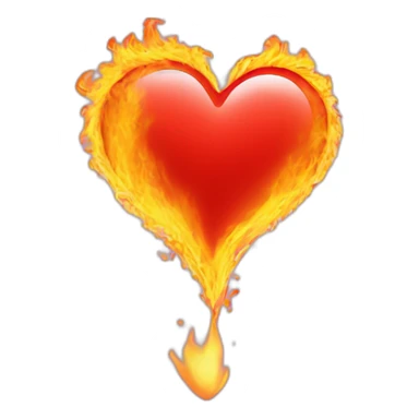 Love heart in fire sticker