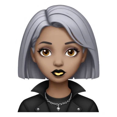 Light cool brown skin grey hair black lips goth girl sticker