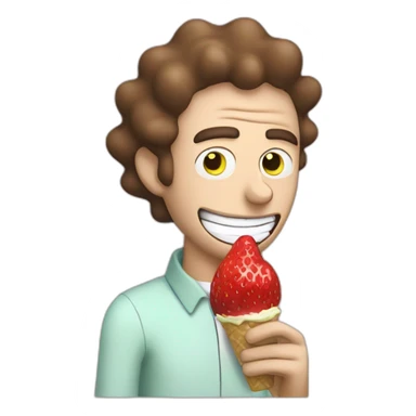 rick from rick and morty eating a strawberry lemon gelato sticker