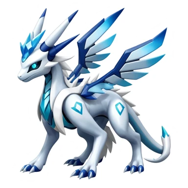 Futuristic Kyurem-reshiram-Glaceon-dialga-suicune-hybrid, full body sticker