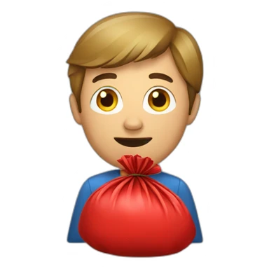 Man with red garbage bag sticker