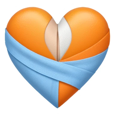 Half blue half orange heart split vertically with a white gauze bandage wrapped around it sticker