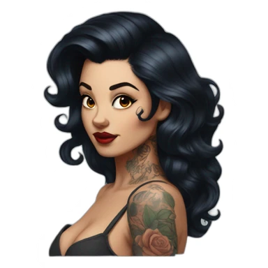 Pinup dark hair and tattoos sticker