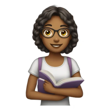 girl with books sticker