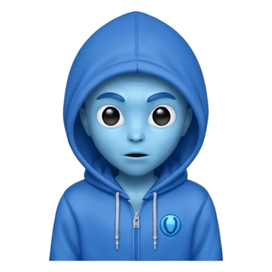 blue allien with hoodie sticker