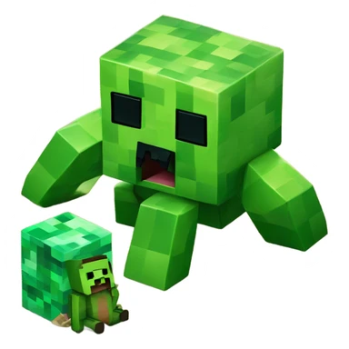 Minecraft creeper with a baby crawling on the ground sticker