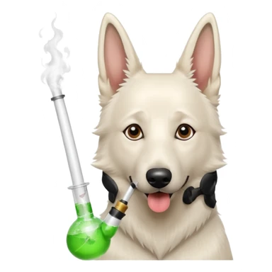 White belgian Shepard with bong sticker
