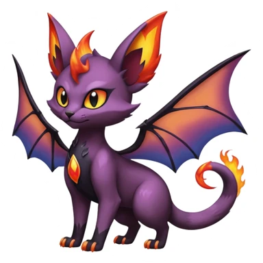 Black shiny glossy smooth soft edgy Noivern-Noibat-Purloin-Torracat-Lykoi-Caracal-cat-Fakemon-fusion-hybrid-creature sticker