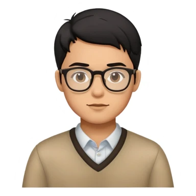 Black haired boy with glasses made sticker