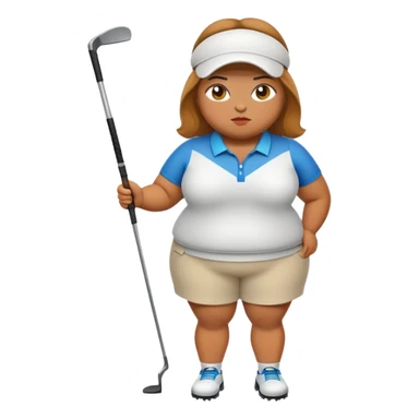 A fat girl golfing with golf cloths on sticker