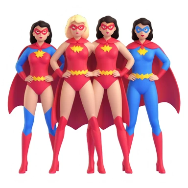 three female superheroes with different powers and costumes sticker