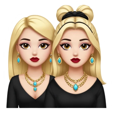 Boujy baddie best friends, fair skin, trendy heavy makeup sticker