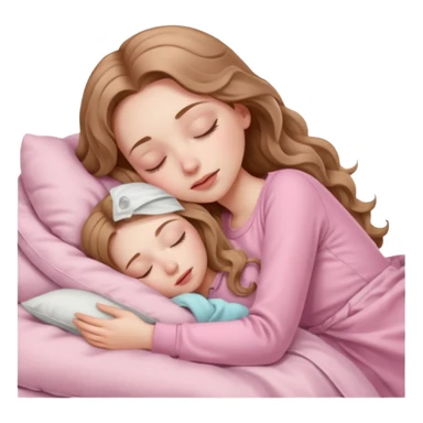 girl with pale skin and long wavy light brown hair in light pink clothes sleeping sticker