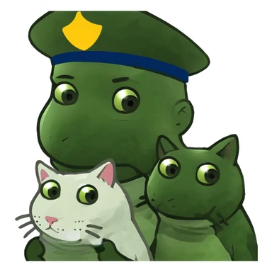 brunnete man holding white cat sticker