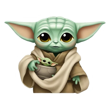 baby yoda holding an avatar doll sticker