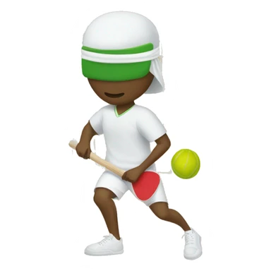 White person blindfolded playing pickle ball sticker