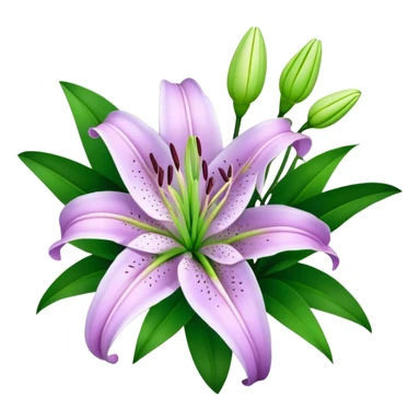 bouquet Light Purple Lily, luxuriant, leaf, bud sticker