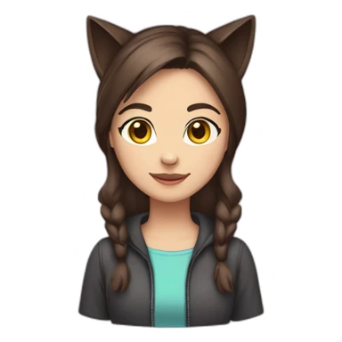 Cat girl (Caucasian with dark brown hair) cat ears sticker
