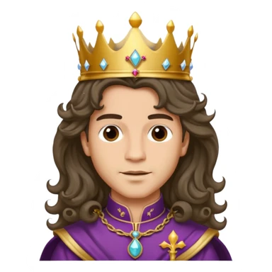 Princes with long glam curled hair, dark brown eyes, light skin tone.  sticker