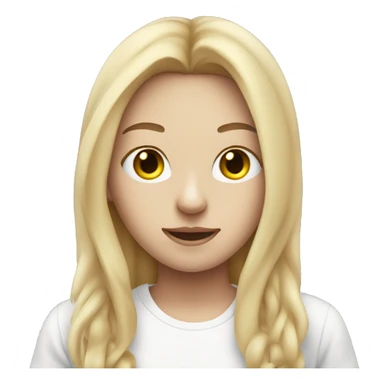 Light haired girl with white T-shirt and cat mask on sticker