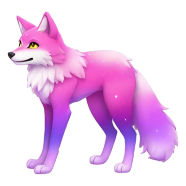 Colorful gradient-Sparkle-fox-wolf-cat-nebula-fursona full body sticker