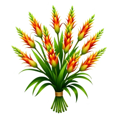 big bouquet Torch Lily flower, luxuriant, stem, leaf sticker