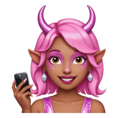 glitter pink girl naughty selfie glitter pink horns sticker