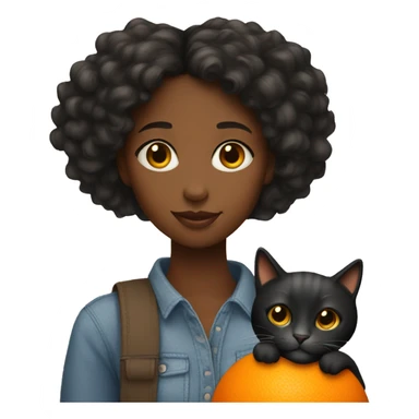 A black girl holding an orange cat  sticker