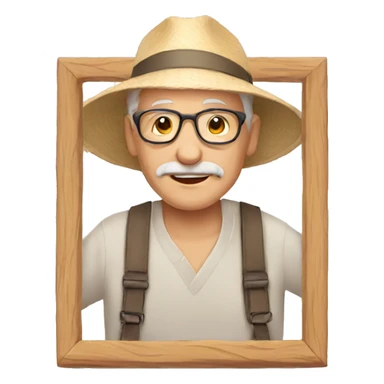 old man with summer frame sticker