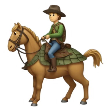 Une tortue sur un cheval sticker