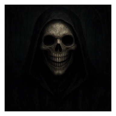 scary happy face, skeletal features, wide grin, hollow eyes, gothic style, dark and spooky ambiance sticker