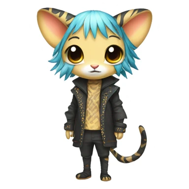 an edgy cute kawaii vernid-fionbri with splash patterns full body sticker