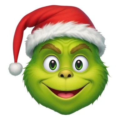 The Grinch, happy face, with christmas hat sticker
