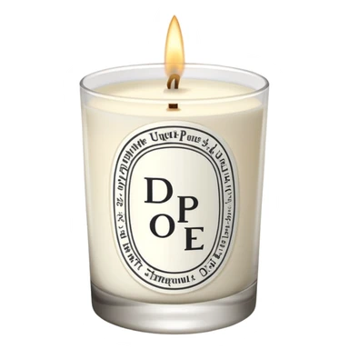one white diptique candle with label sticker