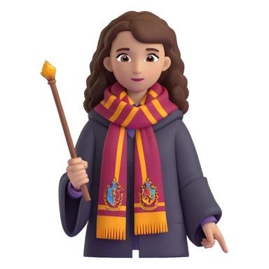Hermione Granger with wand and Gryffindor scarf sticker