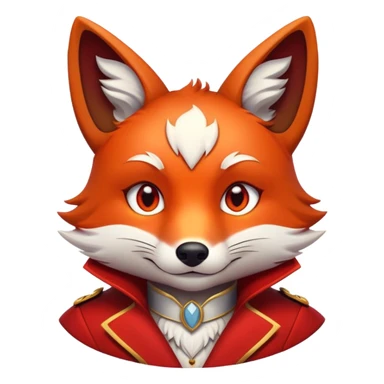 Cinematic Noble Fox Portrait Emoji, Poised and regal, with a lithe, agile build and a lush, fiery red coat accented by white markings on the chest and tip of the tail, deep-set soulful amber eyes, Simplified yet sharp and sophisticated features, highly detailed, glowing with a warm, dignified glow, high shine, intelligent and cunning, stylized with an air of wild elegance, focused and attentive, soft glowing outline, capturing the essence of a watchful and confident forest wanderer, so majestic it feels as though it could dash out of the screen with effortless authority! sticker