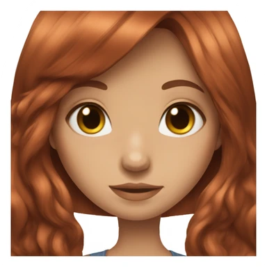 beautiful girl with long red brown hair and curtain bangs and cute clothes sticker