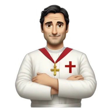 Andrea Montella seriously blessing like the pope with the arm with doctor dress sticker