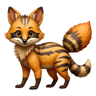 Shiny Glossy Aardwolf-Maned-Numbat-Tanuki-Bobcat-fusion-animal-hybrid-creature, full body sticker