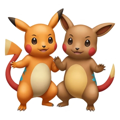 2 friendly pokemans one helping the other get up  sticker